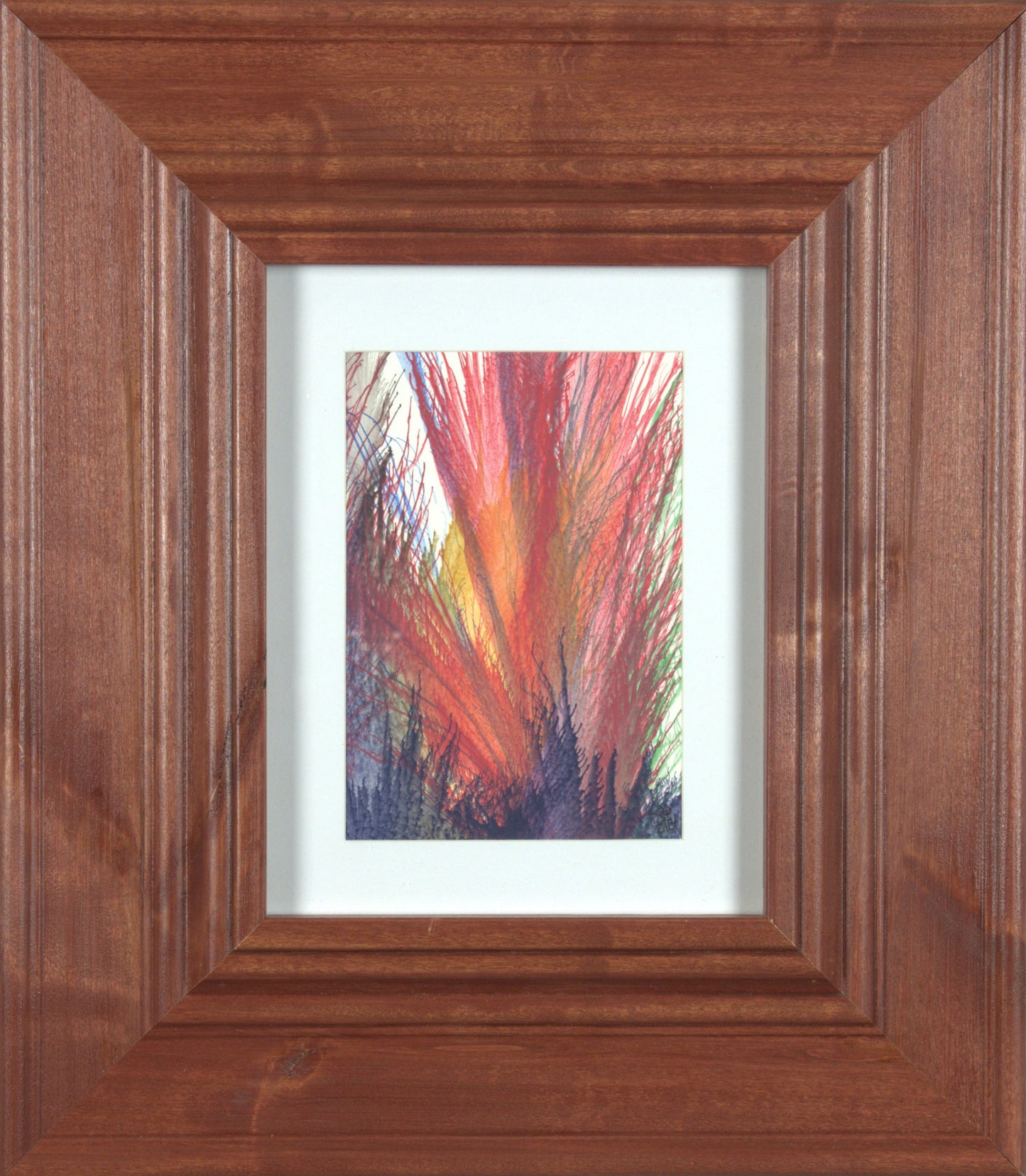 Lesath - 4.5"x6.5” Original Tempera Painting on Poster Paper in 13.5”x15.5” Custom Wooden Frame