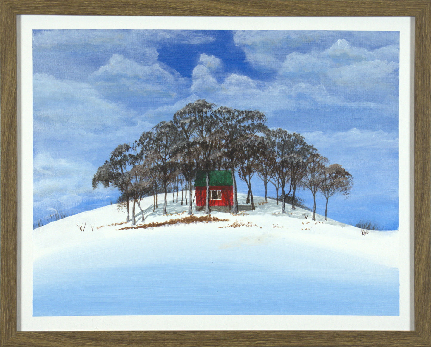 Snowy Cabin - 20"x16" on Canvas Board