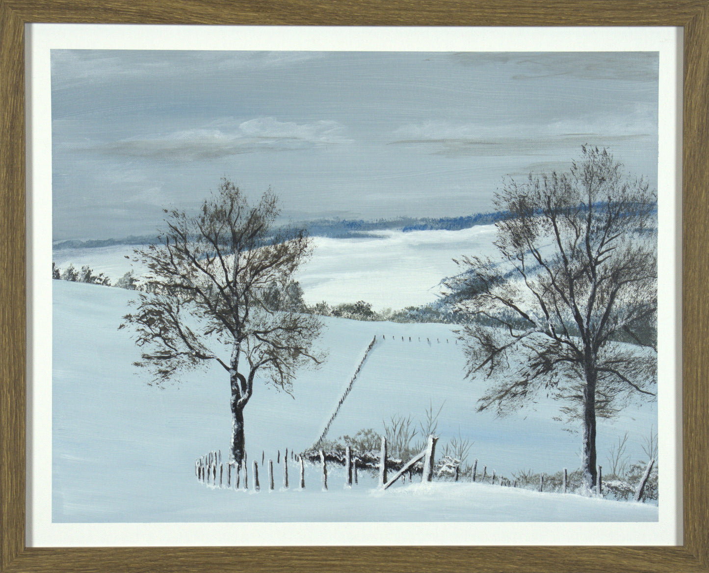 Snowy Farm - 20"x16" on Canvas Board