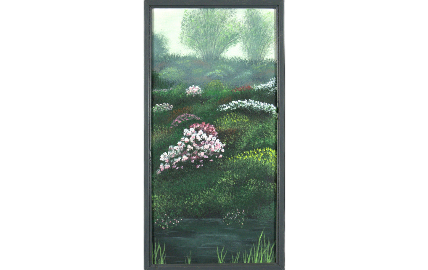 Blarney Garden - 10"x20” Original Acrylic Painting on Stretched Canvas in 11.25”x21.25” Custom Wooden Frame