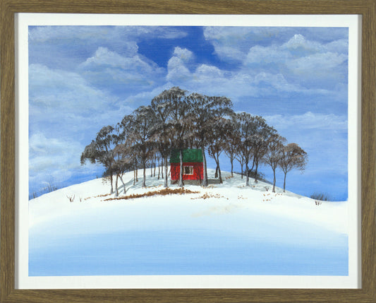 Snowy Cabin - 20"x16" on Canvas Board