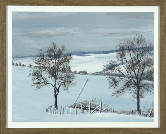 Snowy Farm - 20"x16" on Canvas Board
