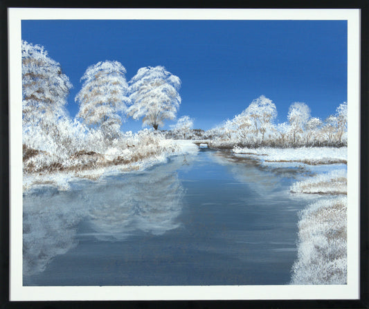 Snowy Pond - 24"x20" on Canvas Board (Shipping Frame: 24.75"x20.75")