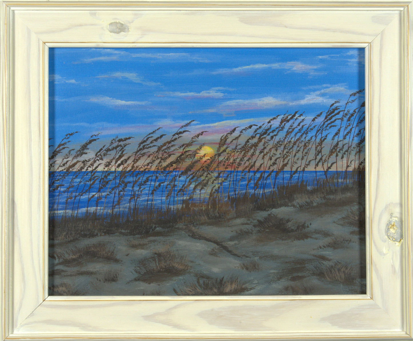 Sunset Shore - 20”x16” Original Acrylic Painting on Canvas Board in 24.25”x20” Custom Wooden Frame